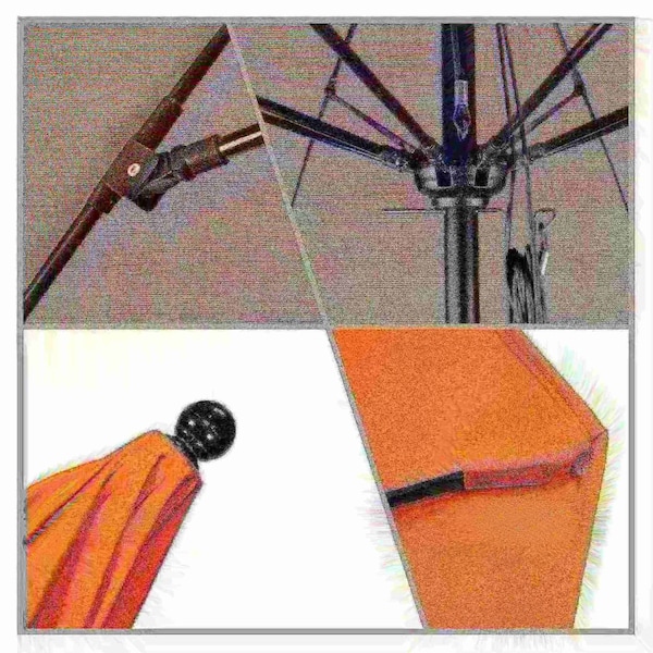 7.5' Black Aluminum Market Patio Umbrella, Sunbrella Tangerine